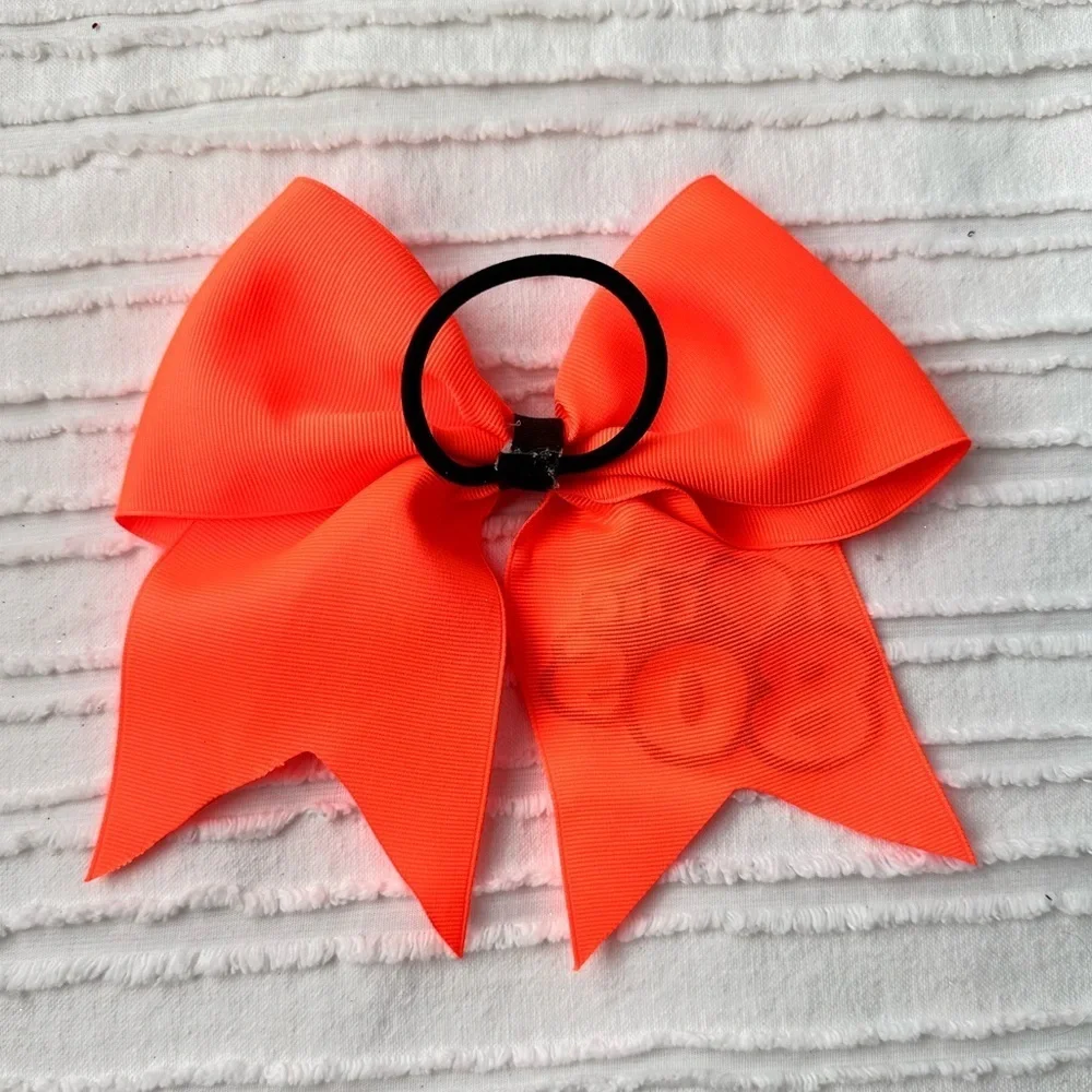 I Love the 80’s Neon Orange Cheerleading Bow